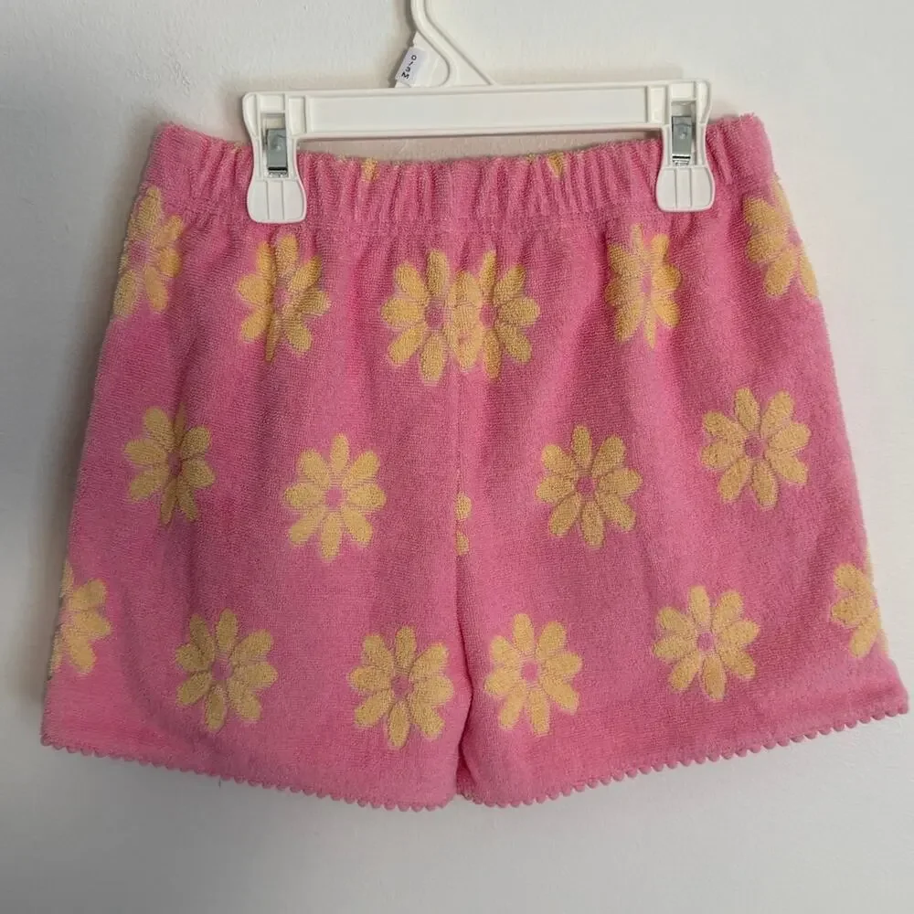 Bisby Pink Terry Cloth Yellow Flowers Shorts size 5